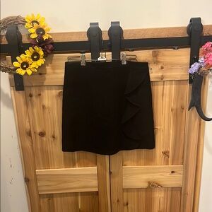 J. Crew Mercantile Wool Chic Black Mini Skirt with Ruffle Accent
